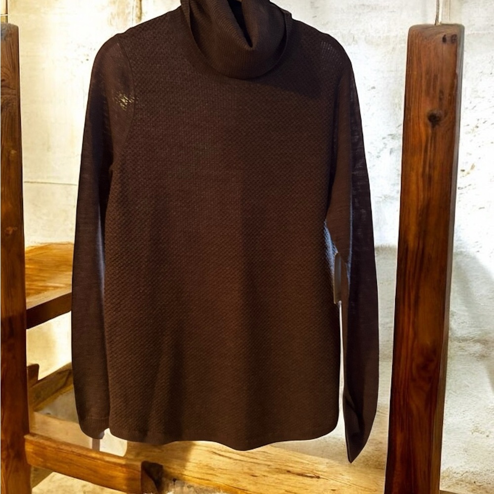 Brown Turtleneck Sweater with Soft Texture and Regular Fit
